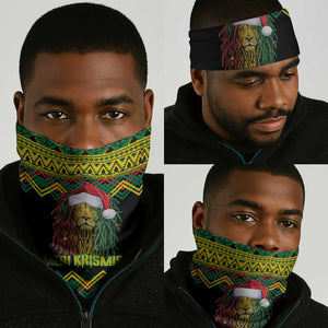 Black Jamaican Christmas Neck Gaiter Reggae Lion Kente Pattern LT18