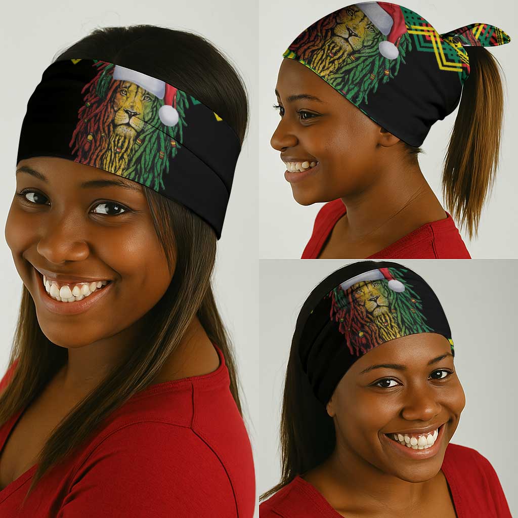 Black Jamaican Christmas Neck Gaiter Reggae Lion Kente Pattern LT18