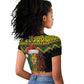 Black Jamaican Christmas Raglan Cropped T shirt Reggae Lion With Kente Pattern