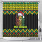 Black Jamaican Christmas Shower Curtain Reggae Lion With Kente Pattern