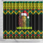 Black Jamaican Christmas Shower Curtain Reggae Lion With Kente Pattern