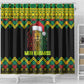 Black Jamaican Christmas Shower Curtain Reggae Lion With Kente Pattern
