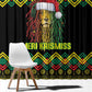 Black Jamaican Christmas Window Curtain Reggae Lion With Kente Pattern