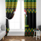 Black Jamaican Christmas Window Curtain Reggae Lion With Kente Pattern