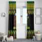 Black Jamaican Christmas Window Curtain Reggae Lion With Kente Pattern