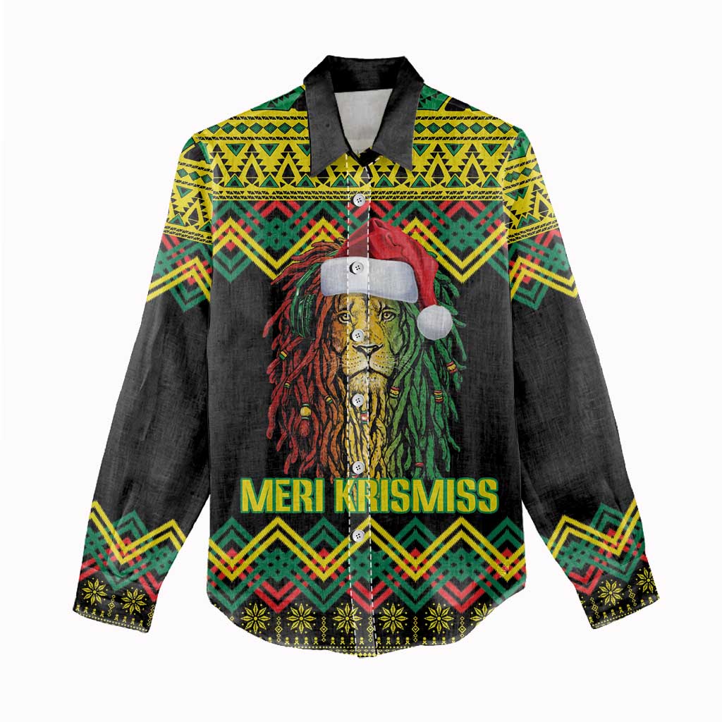 Black Jamaican Christmas Women Casual Shirt Reggae Lion With Kente Pattern LT18