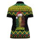 Black Jamaican Christmas Women Polo Shirt Reggae Lion With Kente Pattern