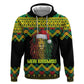 Black Jamaican Christmas Zip Hoodie Reggae Lion With Kente Pattern