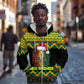 Black Jamaican Christmas Zip Hoodie Reggae Lion With Kente Pattern