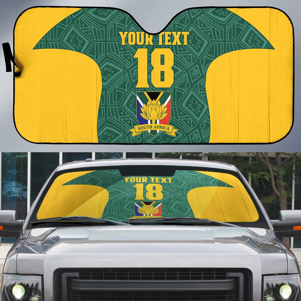 Custom South Africa Soccer Auto Sun Shade Bafana Bafana Spirit African Pattern - African Pride