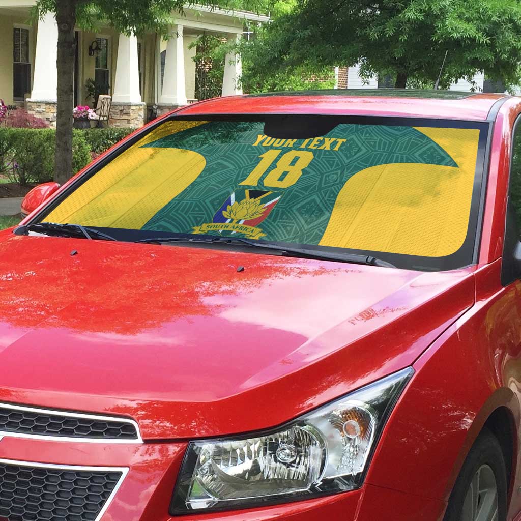 Custom South Africa Soccer Auto Sun Shade Bafana Bafana Spirit African Pattern - African Pride