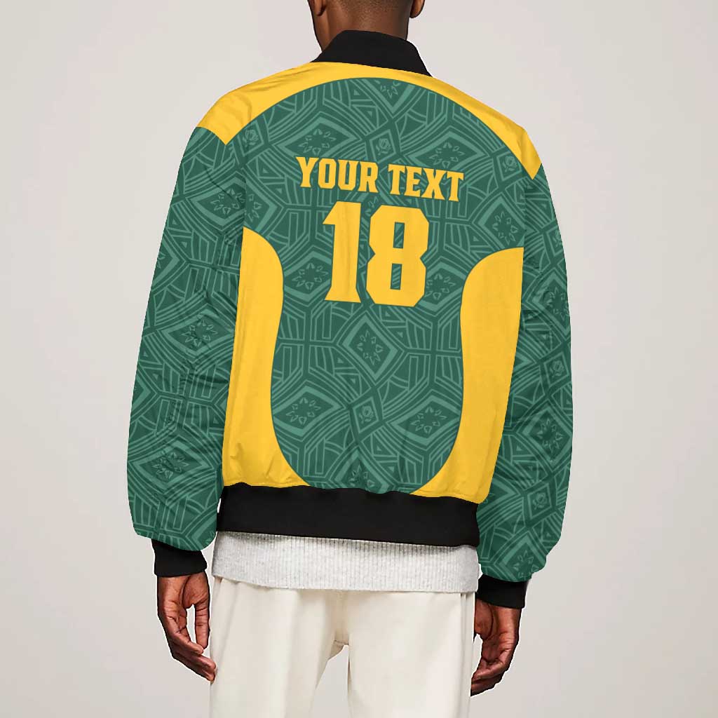 Custom South Africa Soccer Bomber Jacket Bafana Bafana Spirit African Pattern - African Pride