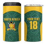 Custom South Africa Soccer 4 in 1 Can Cooler Tumbler Bafana Bafana Spirit African Pattern - African Pride