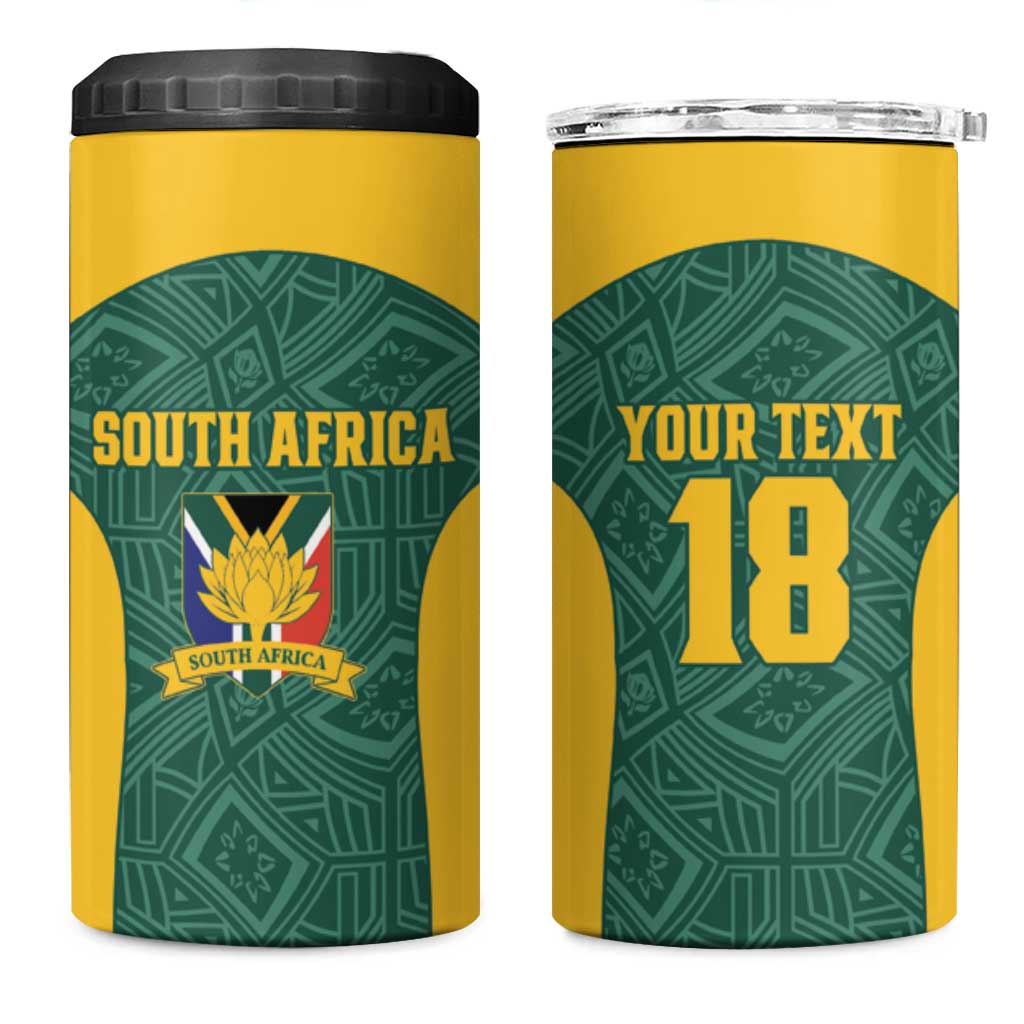 Custom South Africa Soccer 4 in 1 Can Cooler Tumbler Bafana Bafana Spirit African Pattern - African Pride