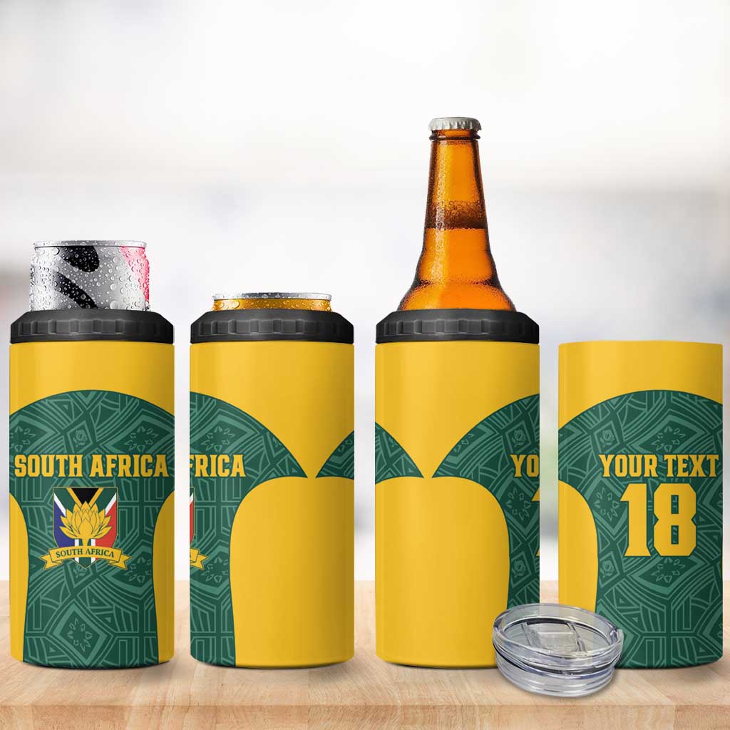 Custom South Africa Soccer 4 in 1 Can Cooler Tumbler Bafana Bafana Spirit African Pattern - African Pride