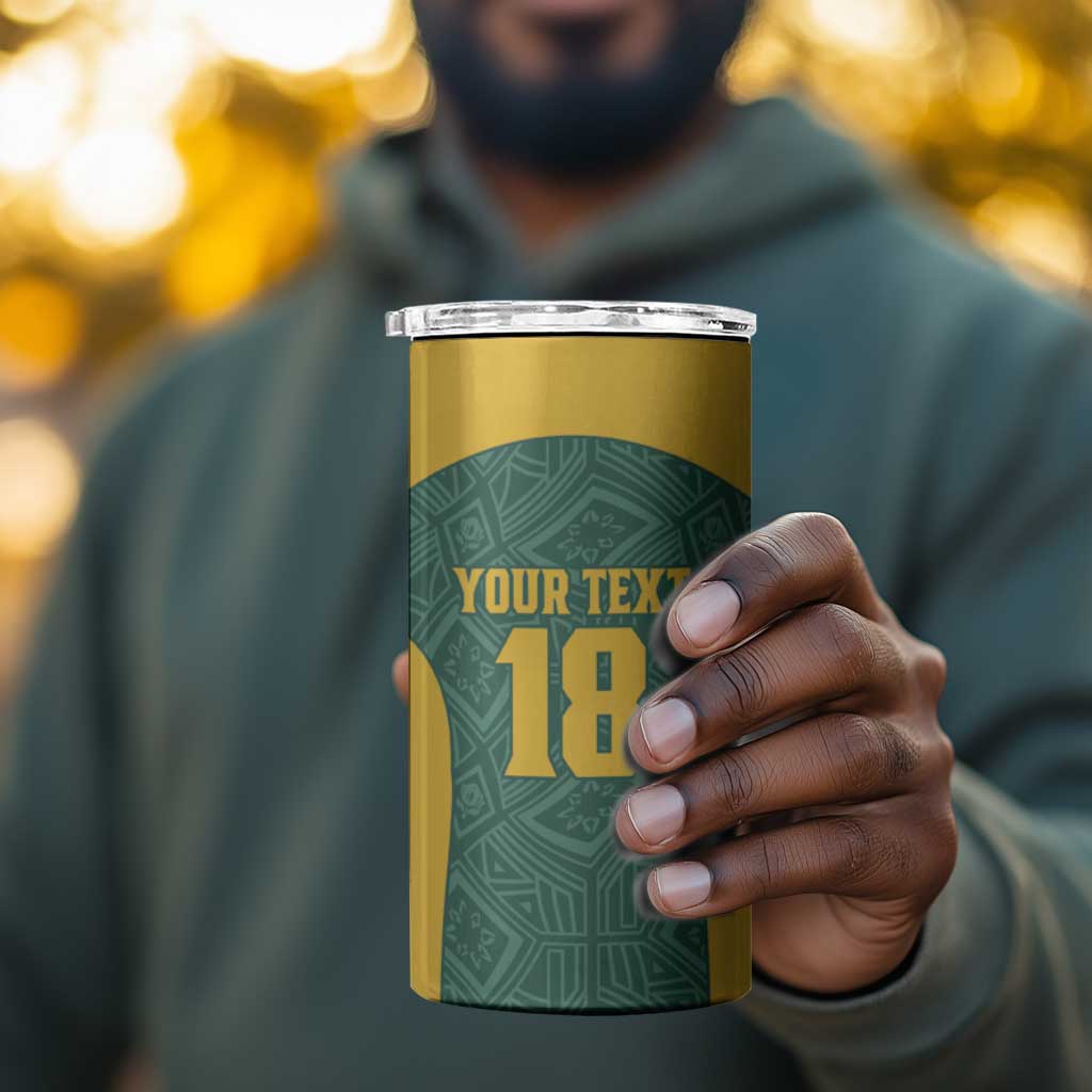 Custom South Africa Soccer 4 in 1 Can Cooler Tumbler Bafana Bafana Spirit African Pattern - African Pride