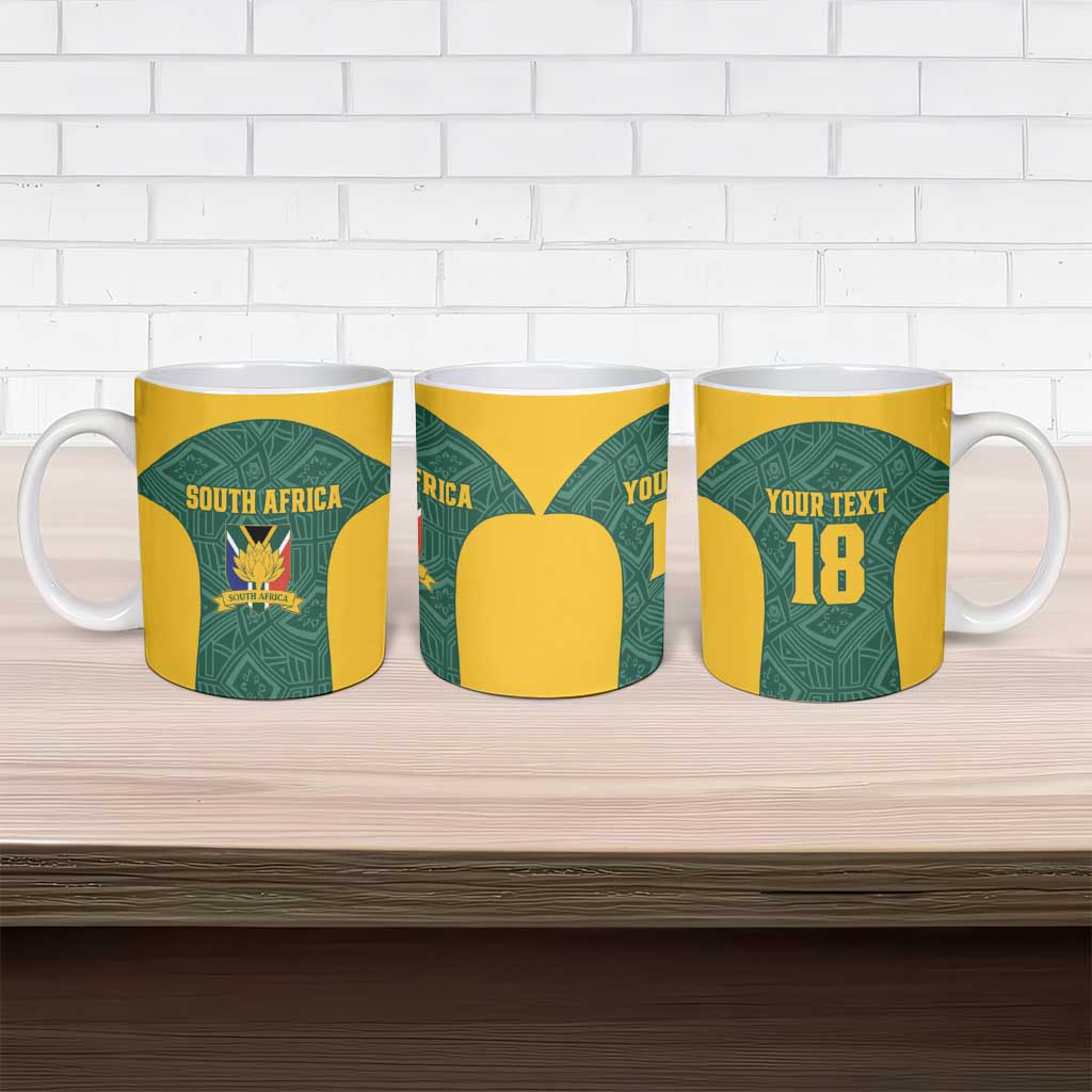Custom South Africa Soccer Ceramic Mug Bafana Bafana Spirit African Pattern - African Pride
