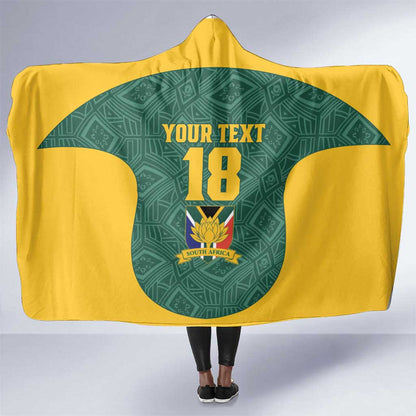 Custom South Africa Soccer Hooded Blanket Bafana Bafana Spirit African Pattern - African Pride