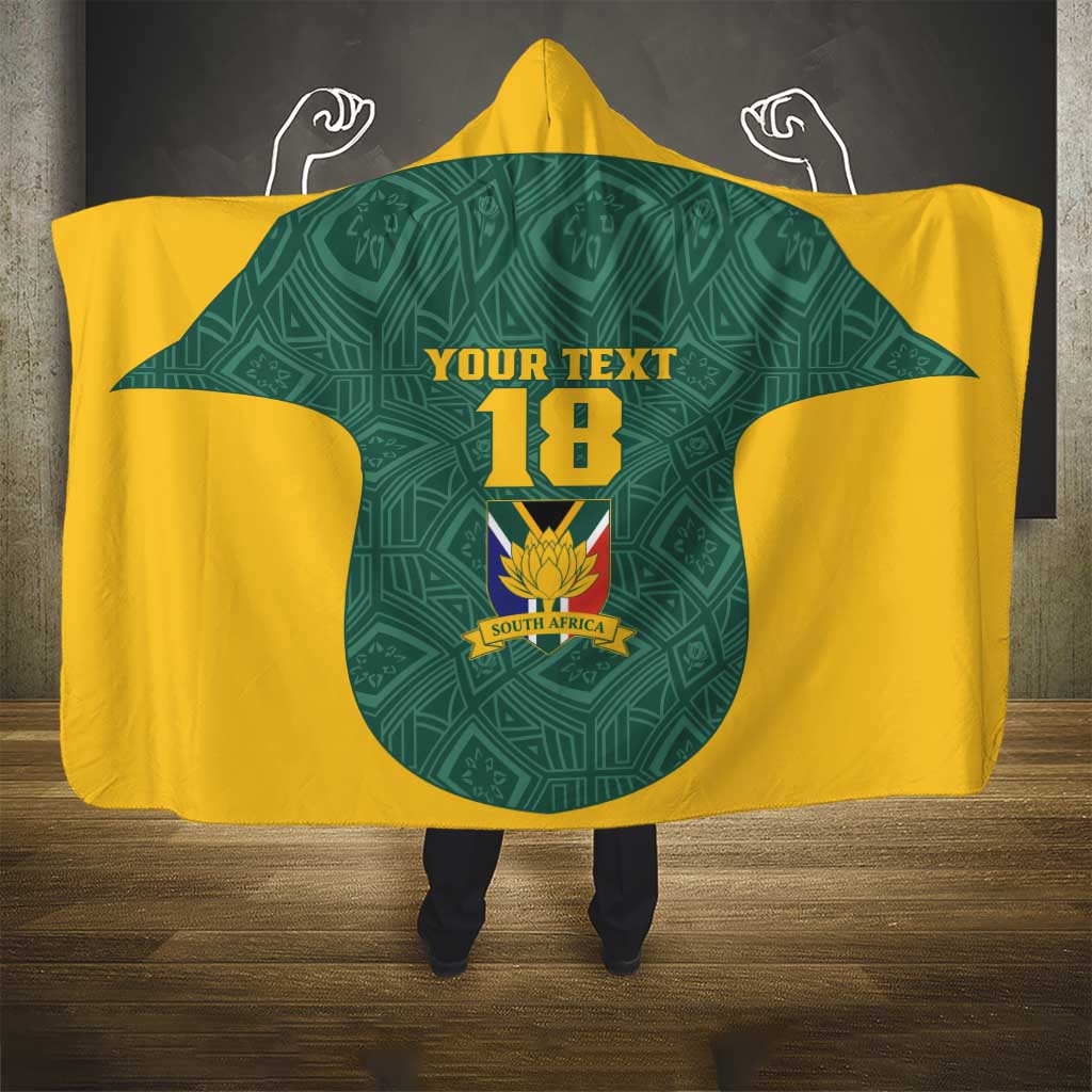 Custom South Africa Soccer Hooded Blanket Bafana Bafana Spirit African Pattern - African Pride