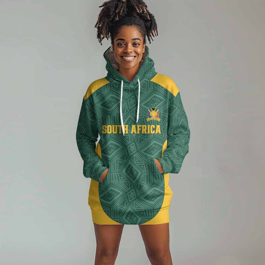 Custom South Africa Soccer Hoodie Dress Bafana Bafana Spirit African Pattern - African Pride