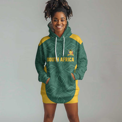 Custom South Africa Soccer Hoodie Dress Bafana Bafana Spirit African Pattern - African Pride
