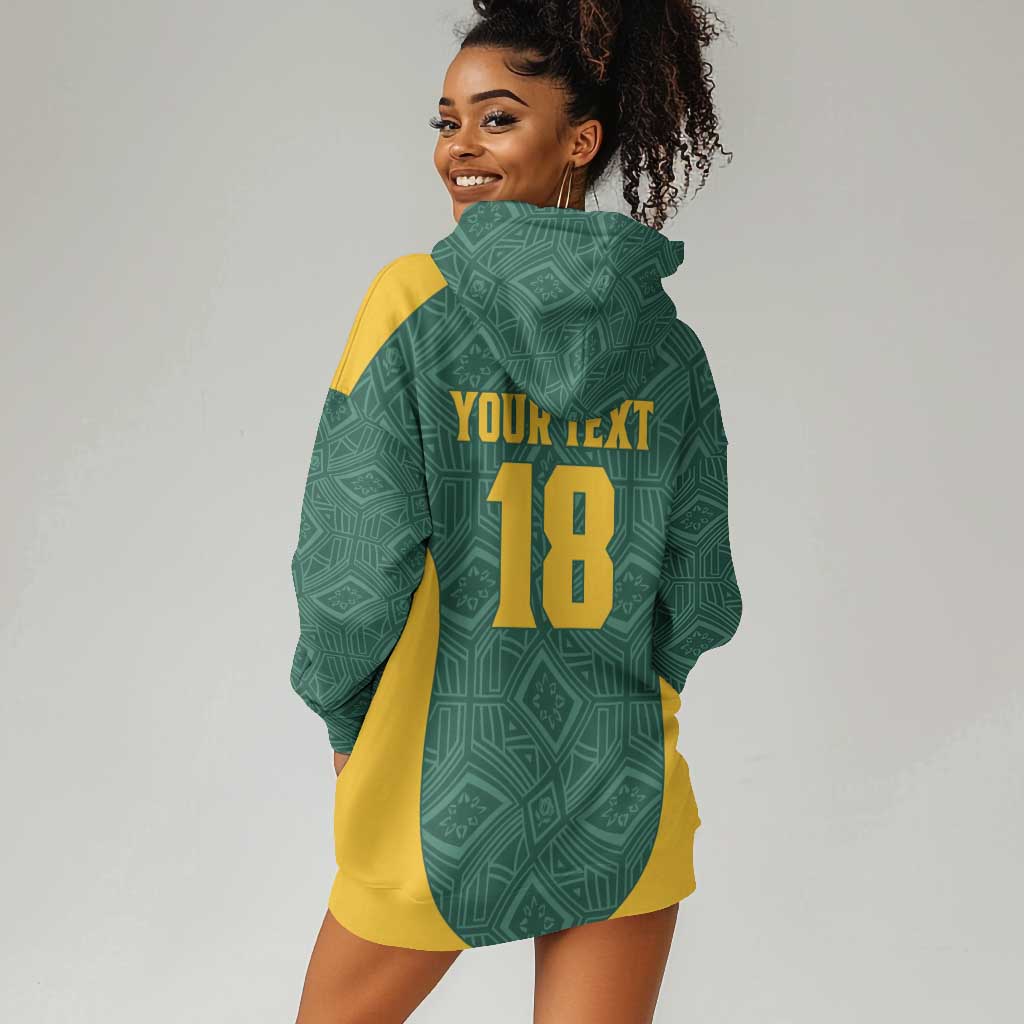 Custom South Africa Soccer Hoodie Dress Bafana Bafana Spirit African Pattern - African Pride