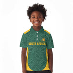 Custom South Africa Soccer Kid Polo Shirt Bafana Bafana Spirit African Pattern - African Pride