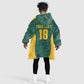 Custom South Africa Soccer Kid Wearable Blanket Hoodie Bafana Bafana Spirit African Pattern - African Pride