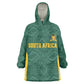 Custom South Africa Soccer Kid Wearable Blanket Hoodie Bafana Bafana Spirit African Pattern - African Pride