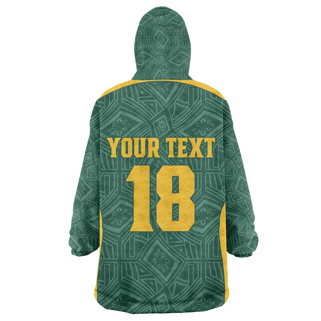 Custom South Africa Soccer Kid Wearable Blanket Hoodie Bafana Bafana Spirit African Pattern - African Pride