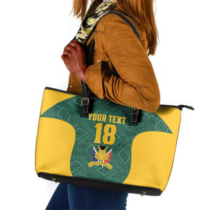 Custom South Africa Soccer Leather Tote Bag Bafana Bafana Spirit African Pattern - African Pride