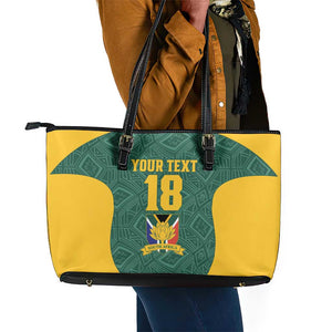 Custom South Africa Soccer Leather Tote Bag Bafana Bafana Spirit African Pattern - African Pride