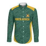 Custom South Africa Soccer Long Sleeve Button Shirt Bafana Bafana Spirit African Pattern - African Pride