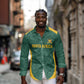 Custom South Africa Soccer Long Sleeve Button Shirt Bafana Bafana Spirit African Pattern - African Pride