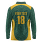 Custom South Africa Soccer Long Sleeve Polo Shirt Bafana Bafana Spirit African Pattern - African Pride