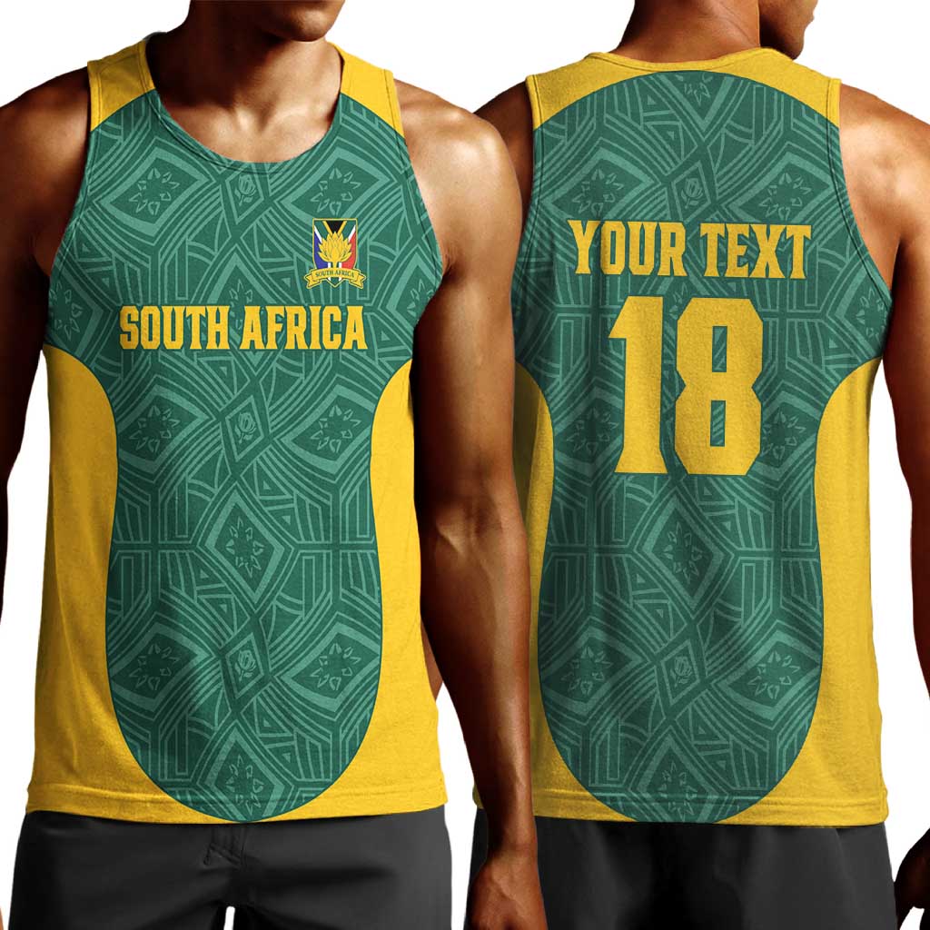 Custom South Africa Soccer Men Tank Top Bafana Bafana Spirit African Pattern - African Pride