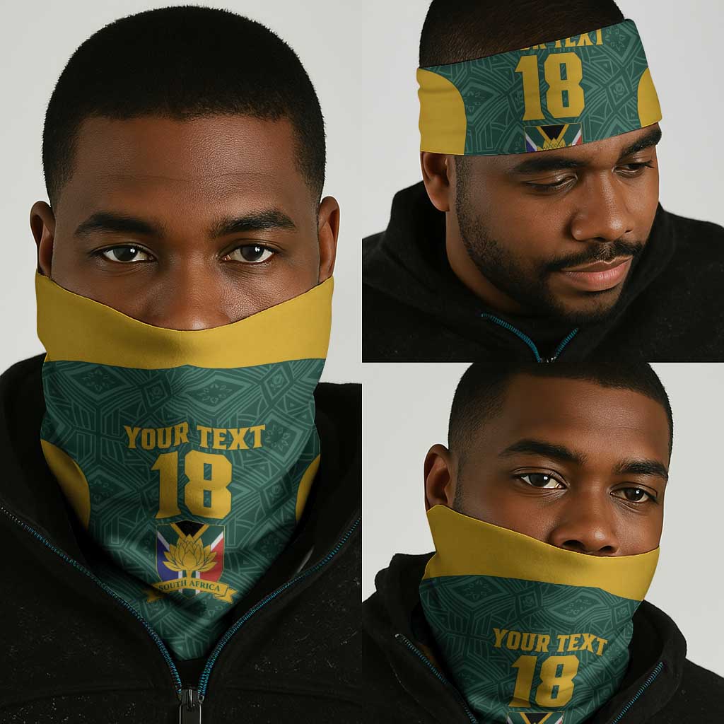 Custom South Africa Soccer Neck Gaiter Bafana Bafana Spirit African Pattern - African Pride
