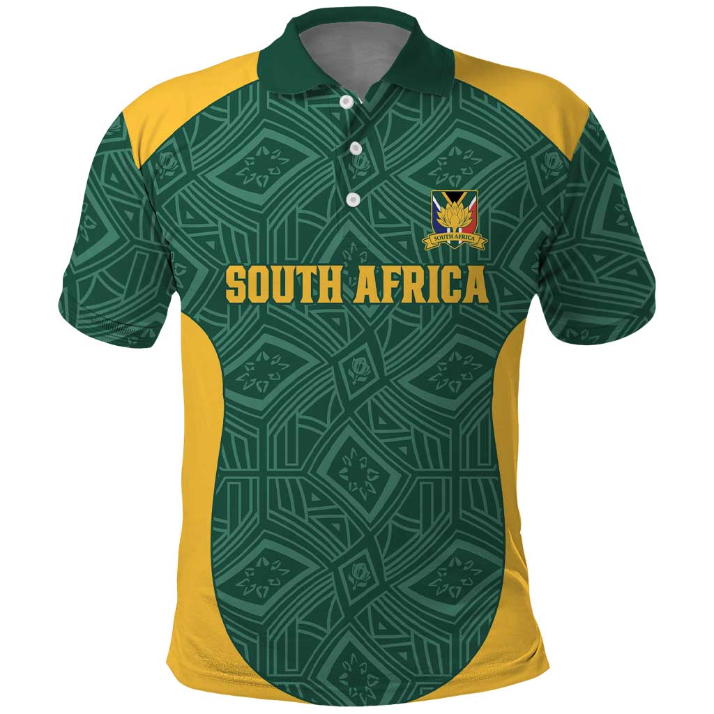 Custom South Africa Soccer Polo Shirt Bafana Bafana Spirit African Pattern - African Pride