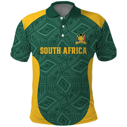 Custom South Africa Soccer Polo Shirt Bafana Bafana Spirit African Pattern - African Pride