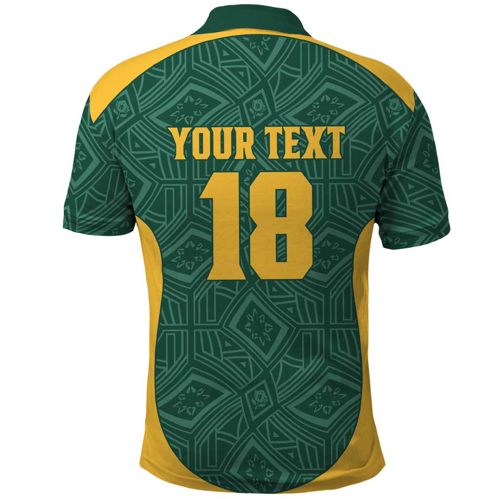 Custom South Africa Soccer Polo Shirt Bafana Bafana Spirit African Pattern - African Pride