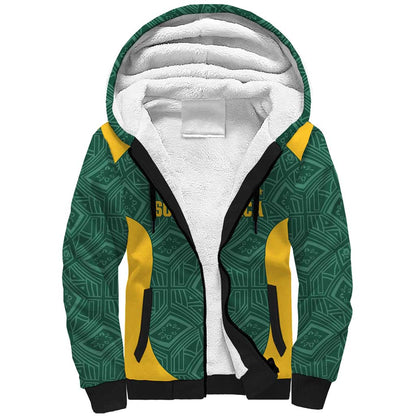 Custom South Africa Soccer Sherpa Hoodie Bafana Bafana Spirit African Pattern - African Pride