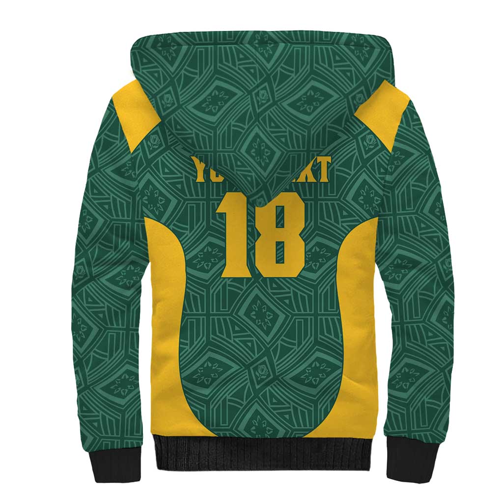 Custom South Africa Soccer Sherpa Hoodie Bafana Bafana Spirit African Pattern - African Pride