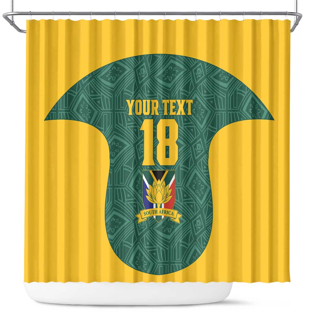 Custom South Africa Soccer Shower Curtain Bafana Bafana Spirit African Pattern - African Pride
