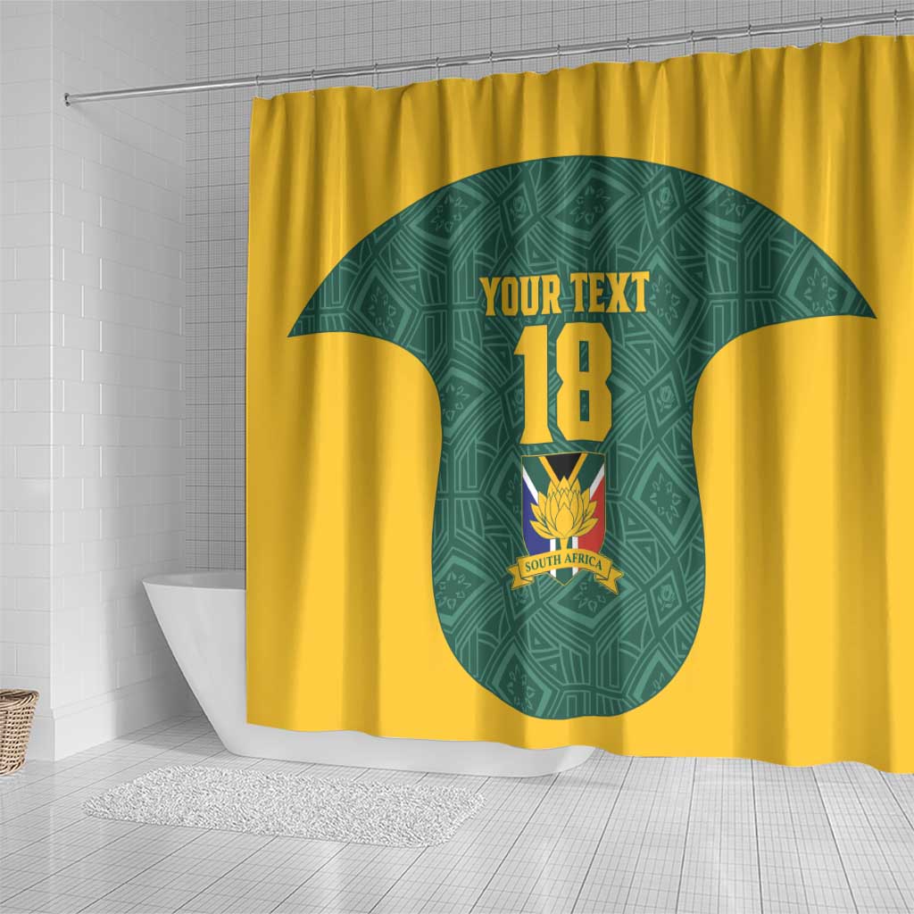 Custom South Africa Soccer Shower Curtain Bafana Bafana Spirit African Pattern - African Pride