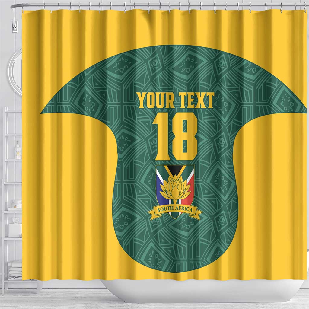 Custom South Africa Soccer Shower Curtain Bafana Bafana Spirit African Pattern - African Pride
