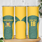 Custom South Africa Soccer Skinny Tumbler Bafana Bafana Spirit African Pattern - African Pride