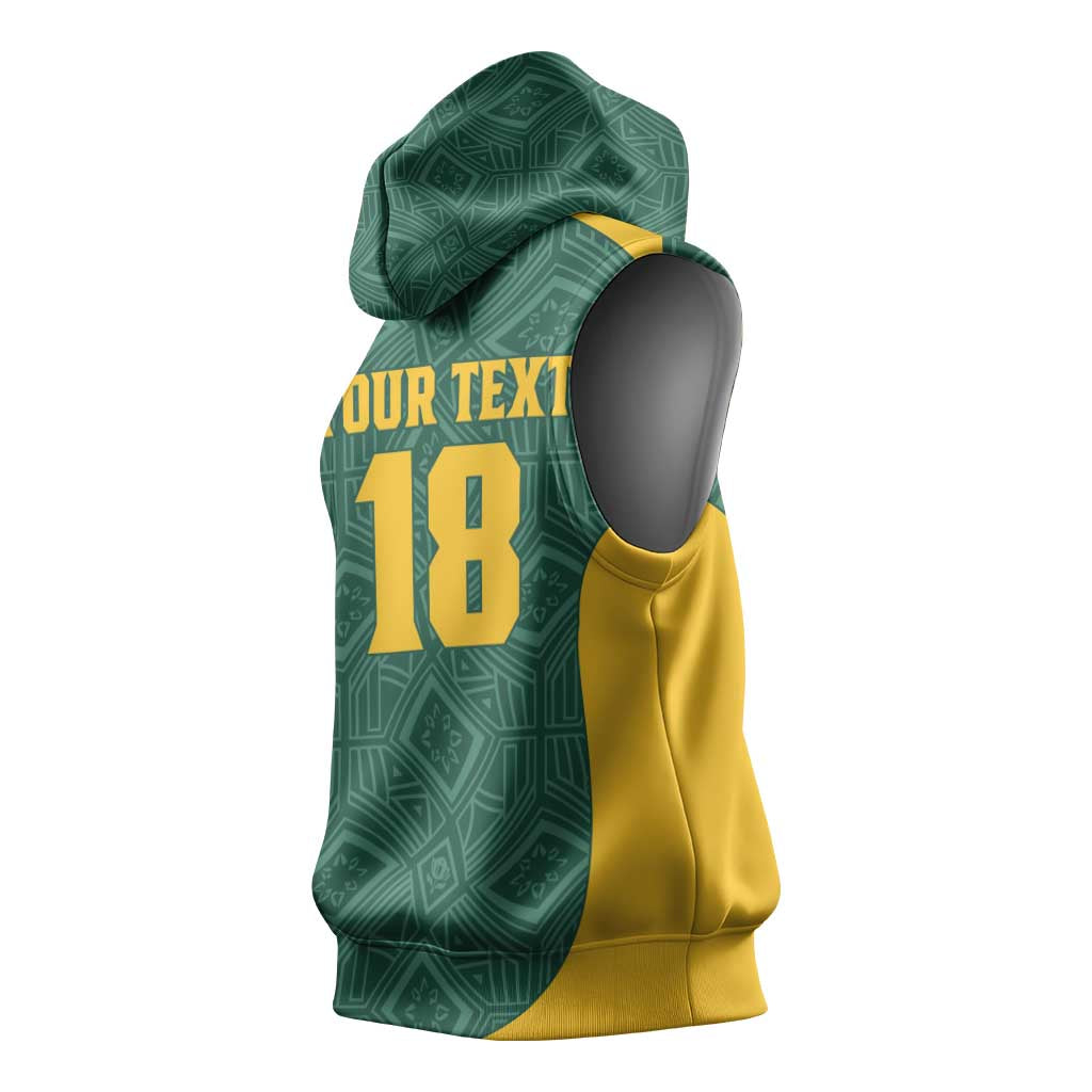 Custom South Africa Soccer Sleeveless Hoodie Bafana Bafana Spirit African Pattern - African Pride