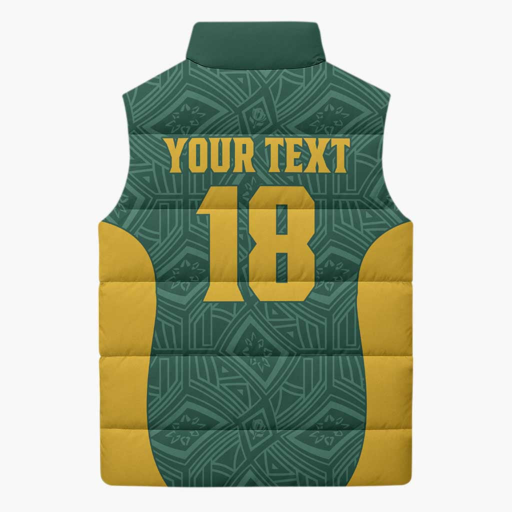 Custom South Africa Soccer Sleeveless Puffer Jacket Bafana Bafana Spirit African Pattern - African Pride