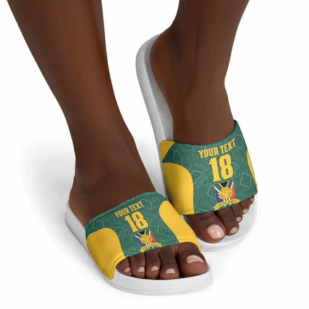 Custom South Africa Soccer Slide Sandals Bafana Bafana Spirit African Pattern - African Pride