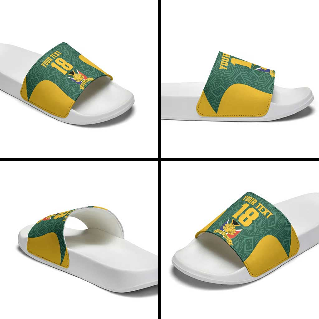 Custom South Africa Soccer Slide Sandals Bafana Bafana Spirit African Pattern - African Pride